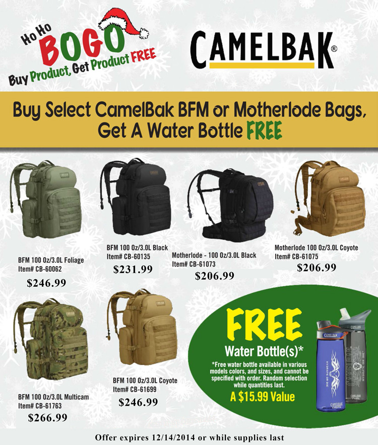 Vær stille Celebrity støn Buy Select CamelBak BFM or Motherlode Pack, Get a Water Bottle Free | On  Duty Gear Blog