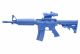 M4 COMMANDO Flat Top Closed Stock, ACOG Sight Weighted Blue Training Long Gun by Ring's Blueguns